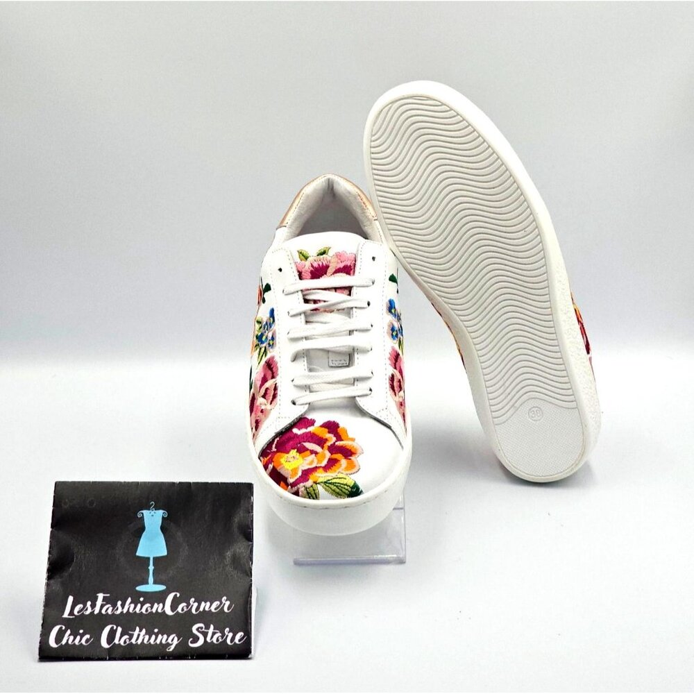 NWOB Johnny Was Women's Floral Embroidered Leather Dylanne Sneakers Sz 7.5 2473 - Picture 3 of 16